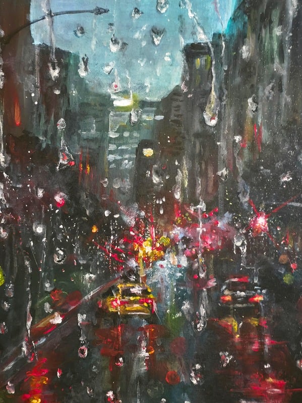 "Raindrops & Red Lights" - 8" x 10" print